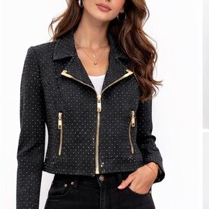 Anne Klein Black and White Polka Dot Blazer